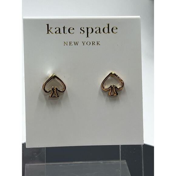 Kate Spade Gold Plated Open Spade Stud Earrings New - Picture 3 of 10